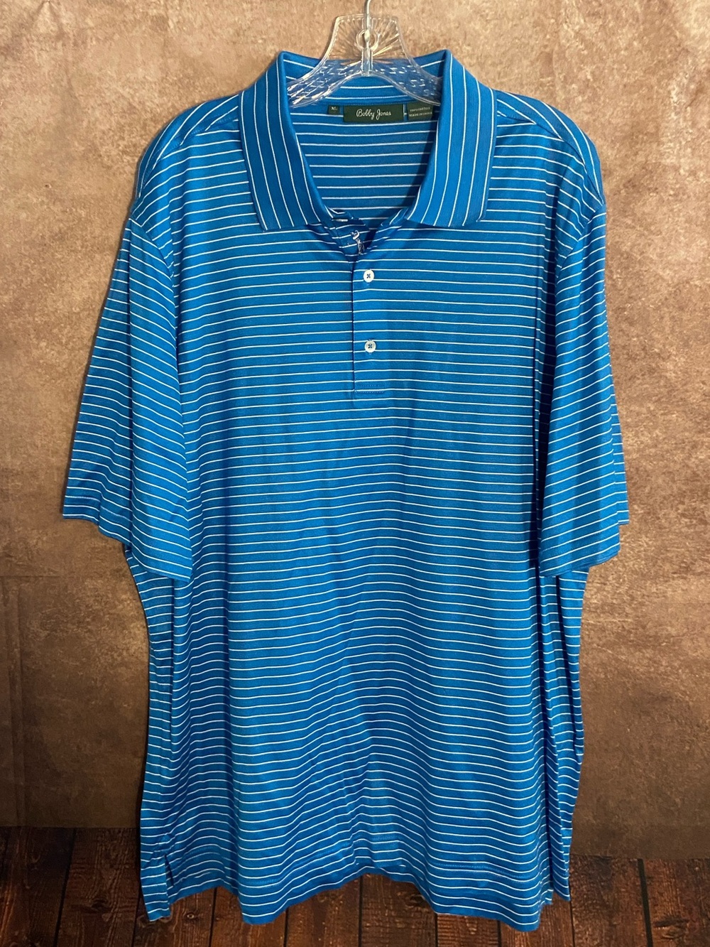Bobby Jones Men Blue Striped Short Sleeve Golf Polo Sz XL-EUC